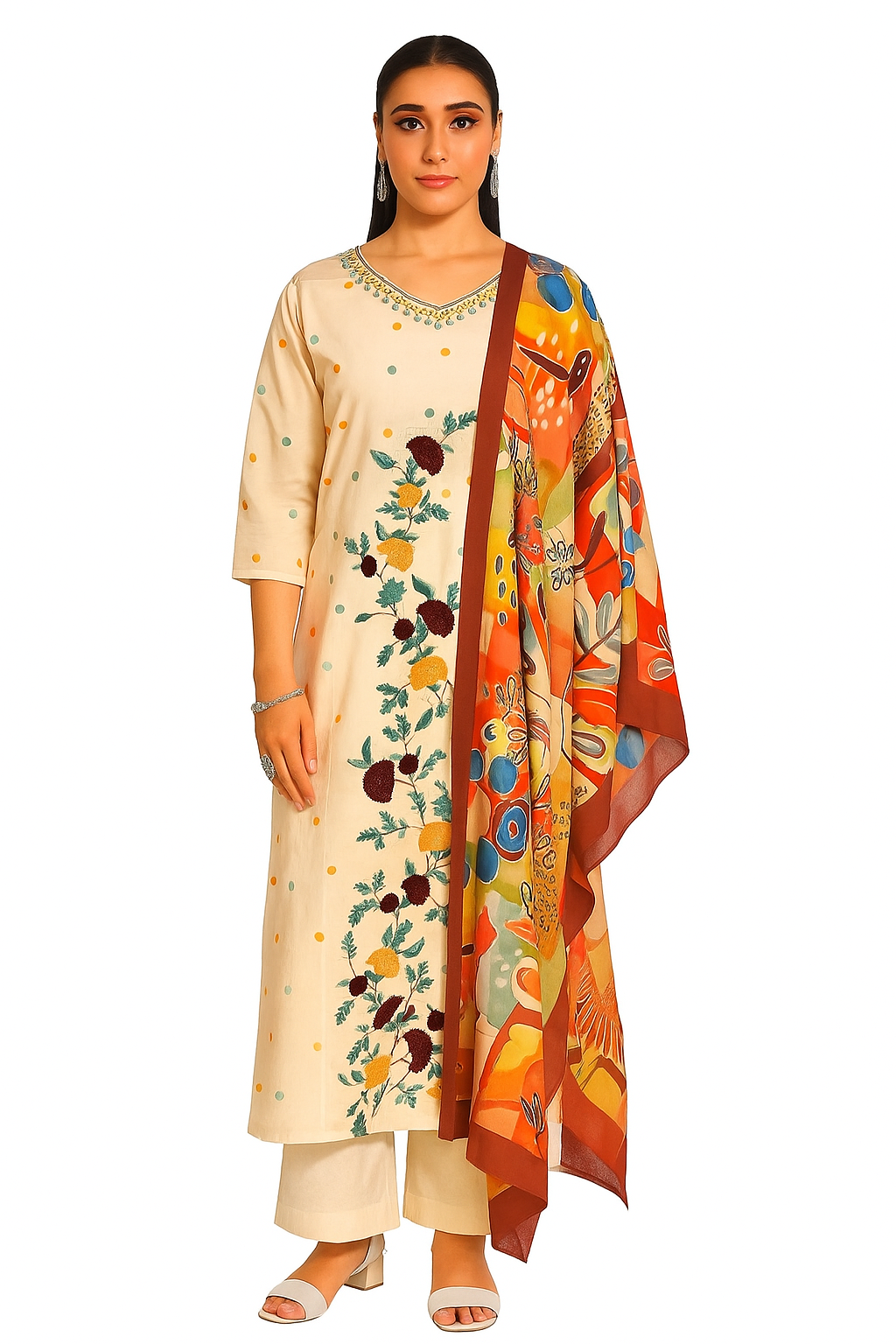 Straight cut 3-Piece Set Kurti 